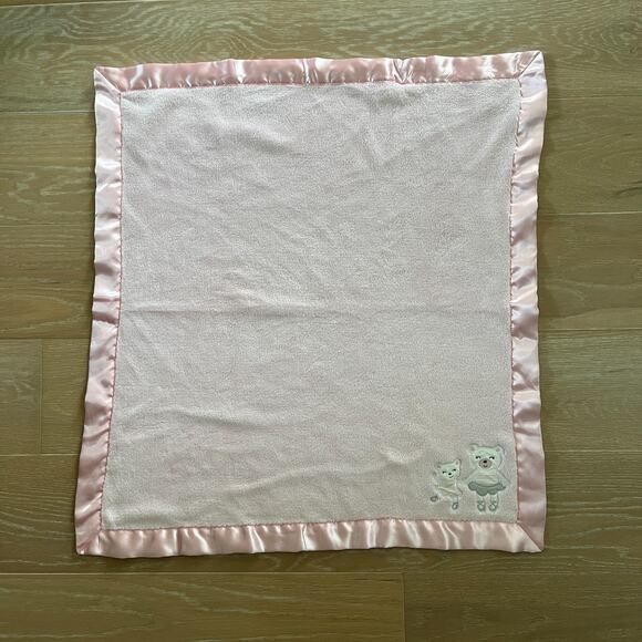 Carter's Pink Fleece & Satin Ballet Ballerina Bears Baby Security Blanket Lovey - Picture 1 of 4